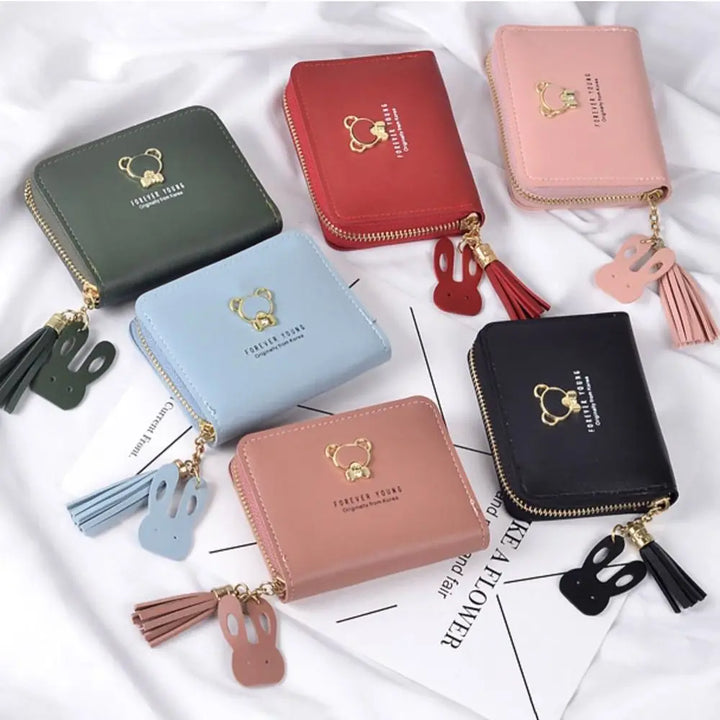 Panda Zipper Wallet – PU Leather Coin Purse with Tassel & Card Holder for Women