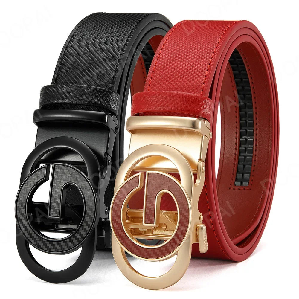 Men's Leather Belts Casual Automatic Buckle Belt Famous Designer Brand Luxury Leather Metal Buckle Cowskin Belts for Jeans Men