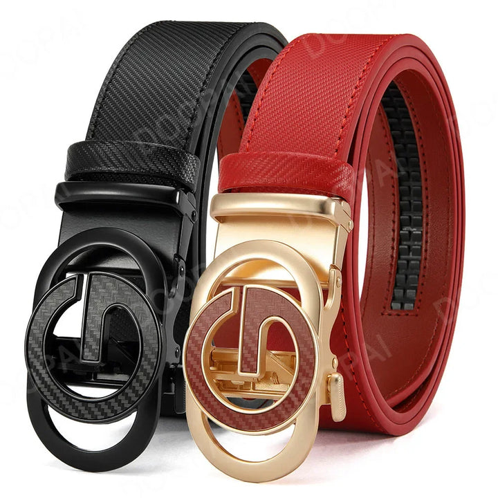 Men's Leather Belts Casual Automatic Buckle Belt Famous Designer Brand Luxury Leather Metal Buckle Cowskin Belts for Jeans Men