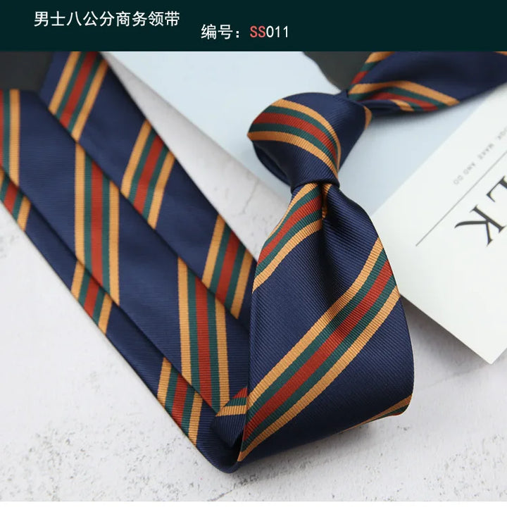 Tie Gravatas Fashion Wholesale Woven 8 cm Striped Necktie Wedding Accessories Blue Man Dot Fit Group Party Office Neck Ties