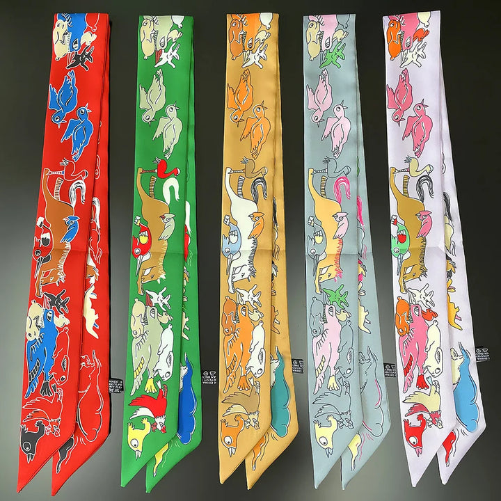 Women’s Ribbon Scarf – Long Skinny Animal Print Headwrap