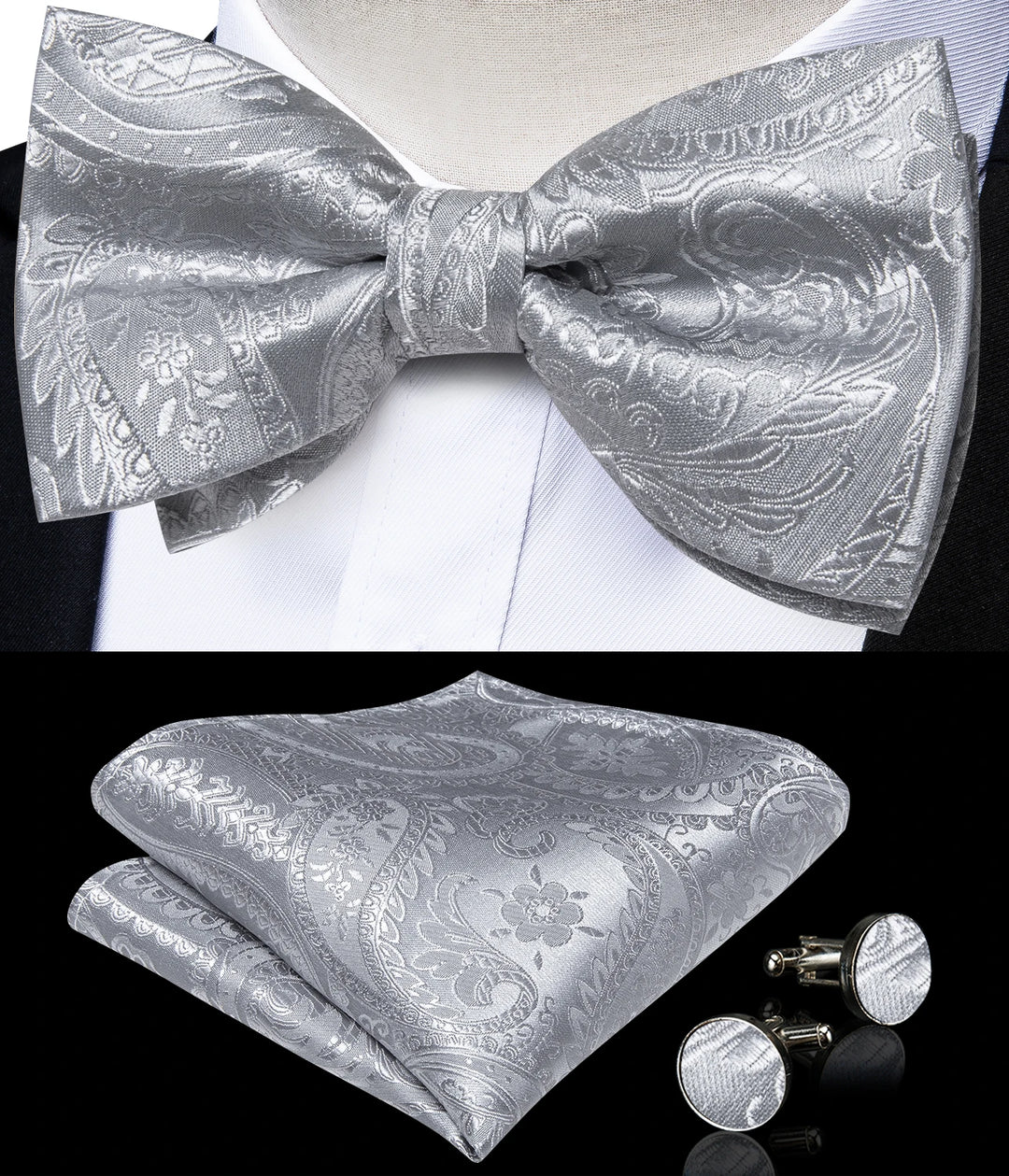 Men’s Pre-tied Bow Tie Set – Wedding & Groom Accessories