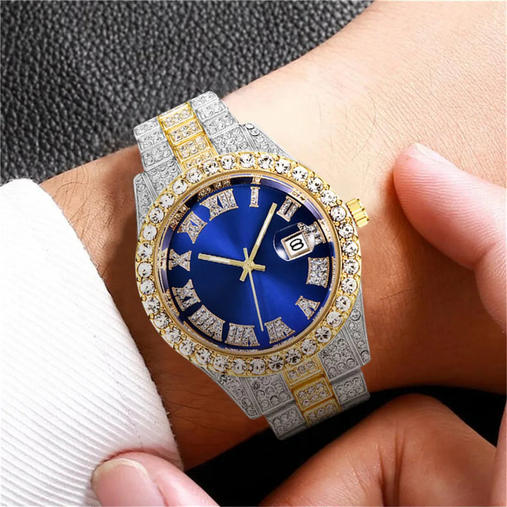 Full Diamond Stainless Steel Quartz Watch for Men
