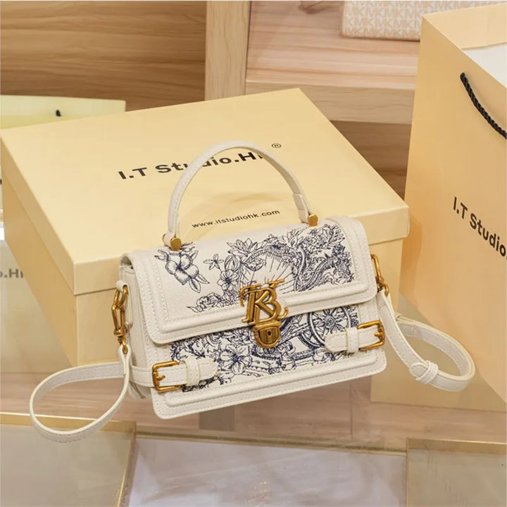 Women's handbag, handbag, women's 2024 new high-end texture summer designer single shoulder crossbody embroidered square bag