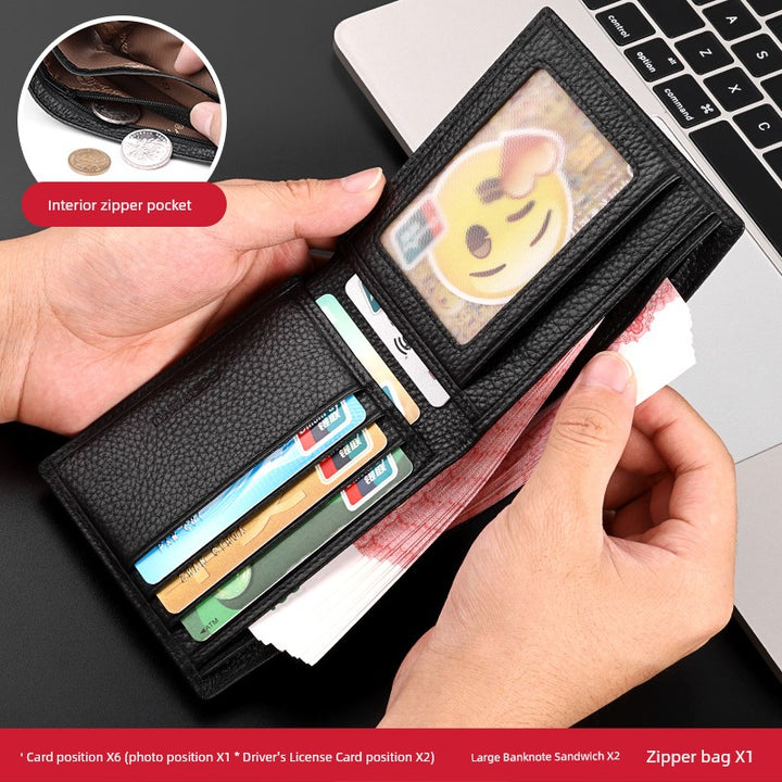 Banyanu Men's Horizontal Leather Driving License One-Piece Wallet