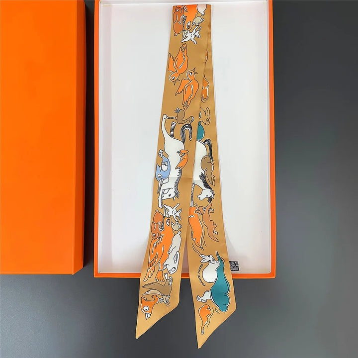 Women’s Ribbon Scarf – Long Skinny Animal Print Headwrap