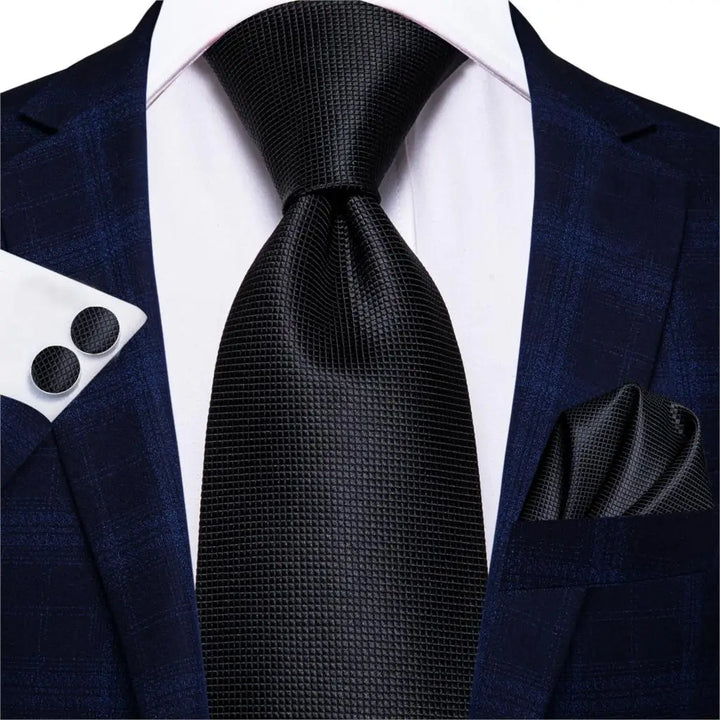 Hi-Tie 8.5cm Business Black Solid Paisley 100% Silk Men's Tie Neck Strip Ties for Men Formal Luxury Wedding Neckties Gravatas