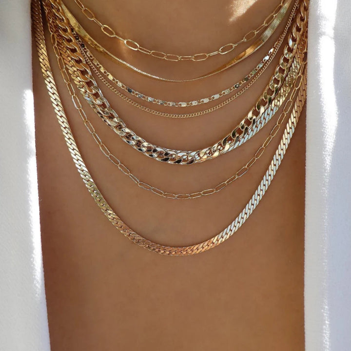 Gold Pendant Necklace Set – Trendy Boho Multi-Layer Crystal Jewelry for Women