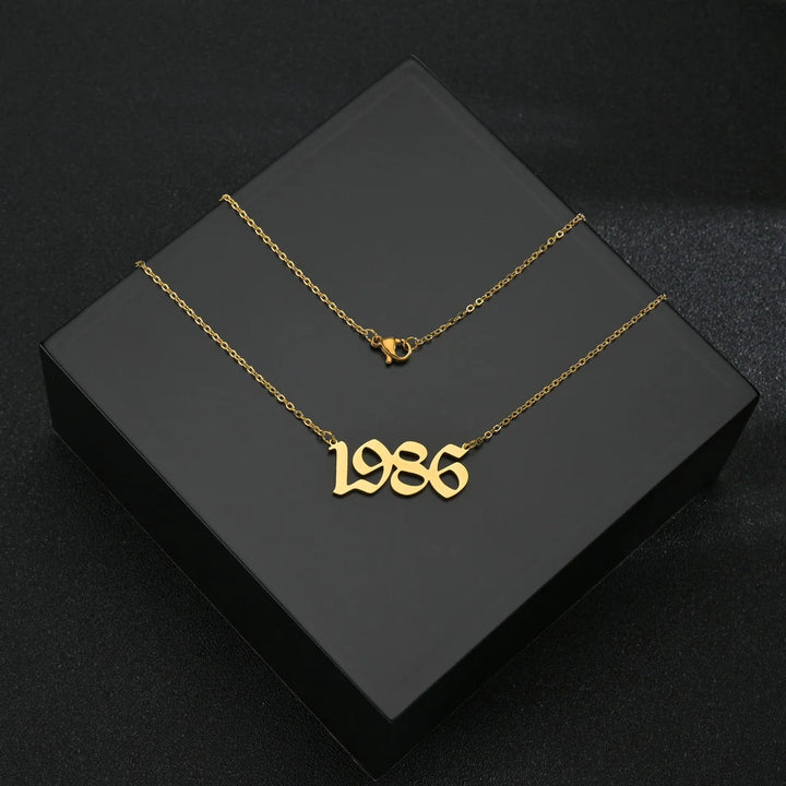 Stainless Steel 1980-2021 Birth Year Necklaces for Women Men Choker Date Number Pendant Necklace Jewelry Commemorat Gift