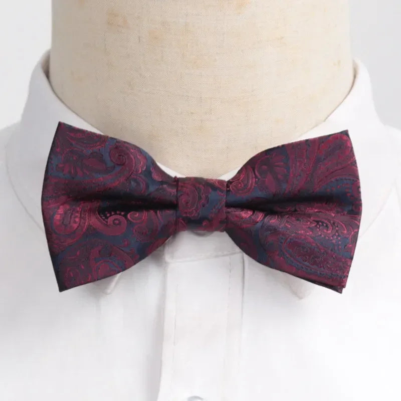 Men’s Classic Black Bow Tie – Formal Polyester Woven Pattern