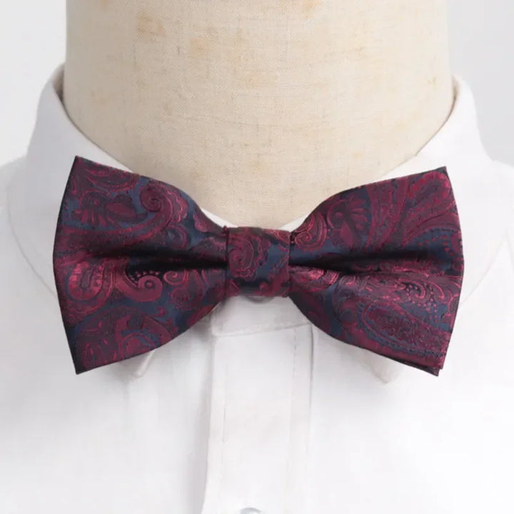 Men’s Classic Black Bow Tie – Formal Polyester Woven Pattern