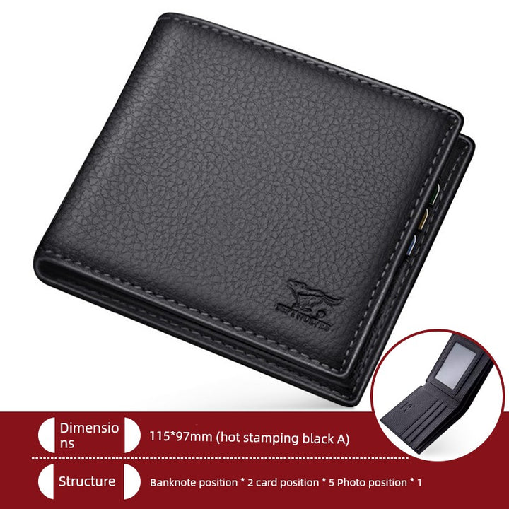 SEPTWOLVES Men's Simplicity First Layer Cowhide Short Wallet