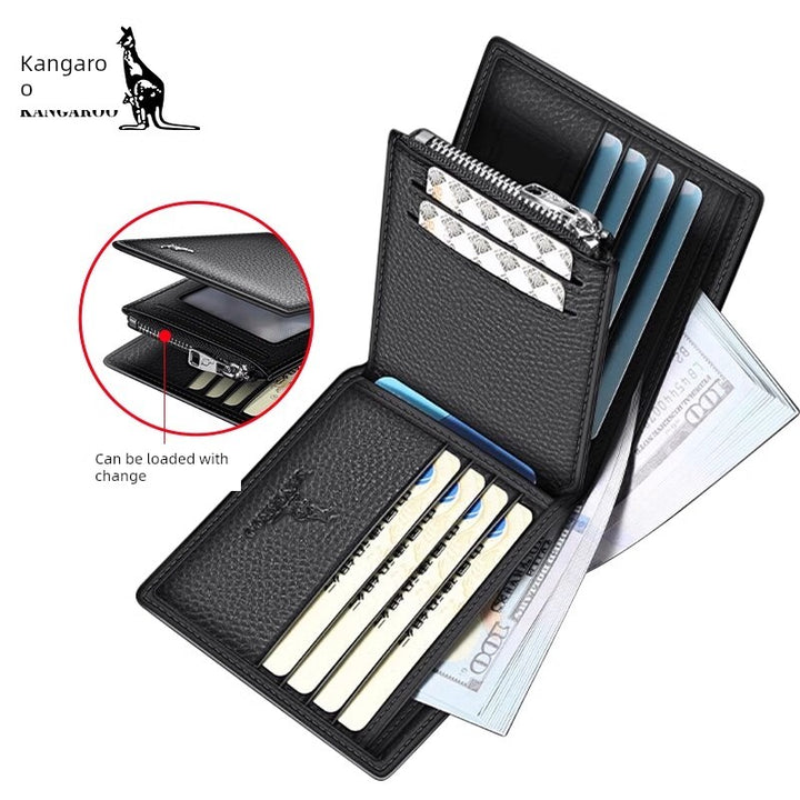 Kangaroo Men First Layer Cowhide One-Piece Father Wallet