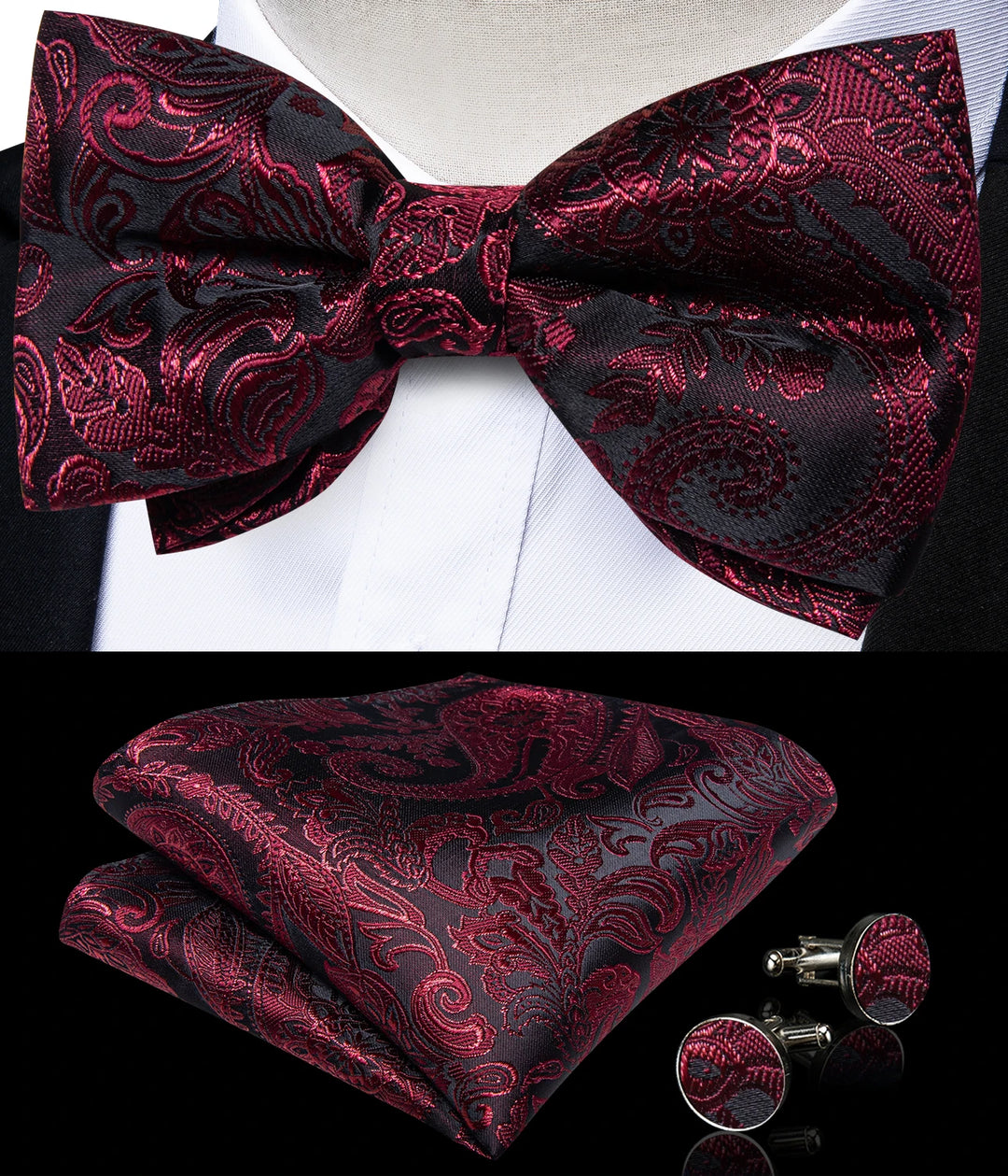 Men’s Pre-tied Bow Tie Set – Wedding & Groom Accessories