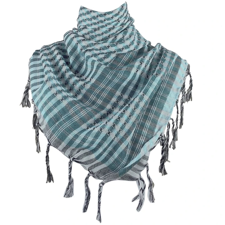 Arab Style Keffiyeh – Houndstooth Pattern Shemagh with Fringe