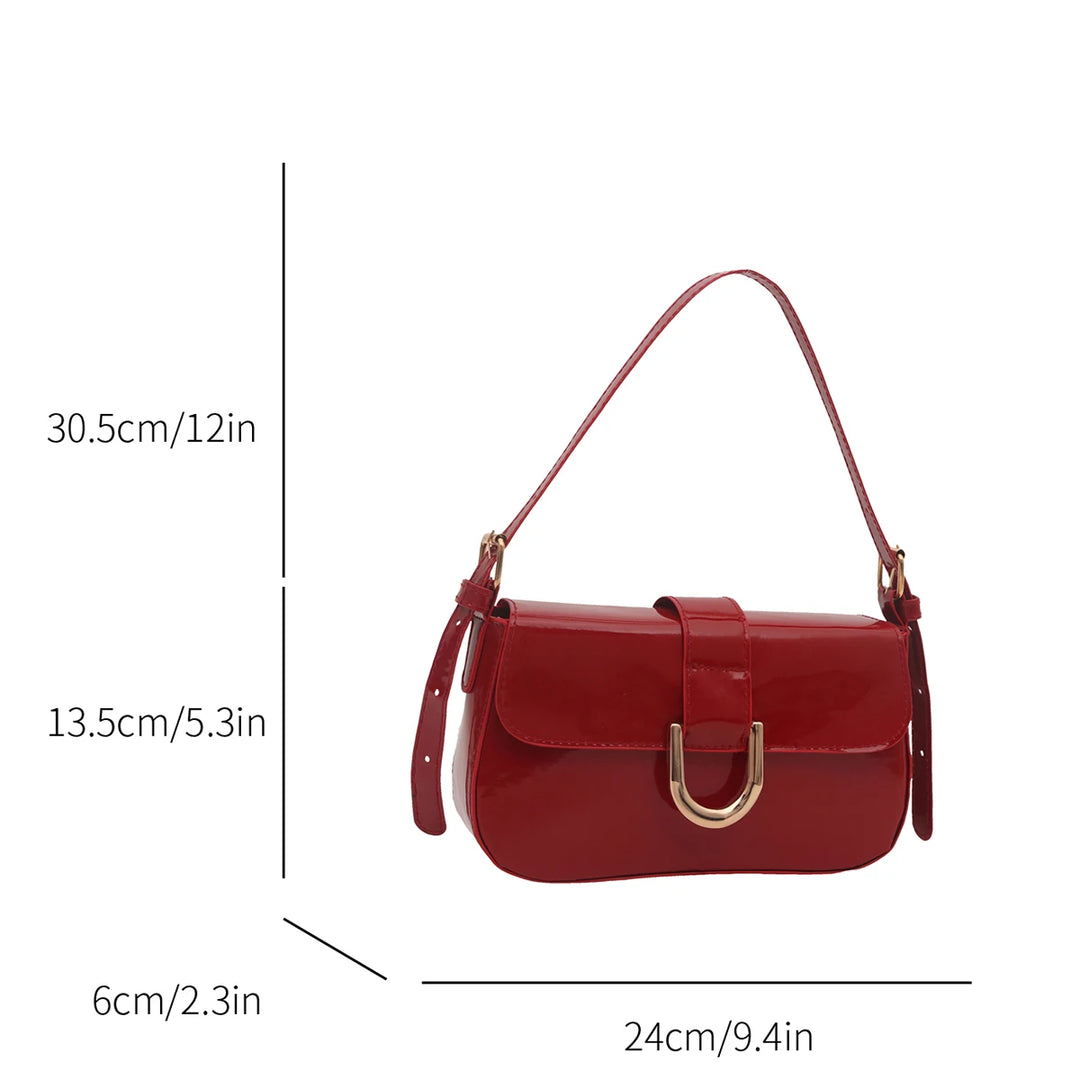 Stylish Shoulder Bag Handbag for Women Lightweight PU Glossy Finish Magnetic Closure Perfect for Daily Commute