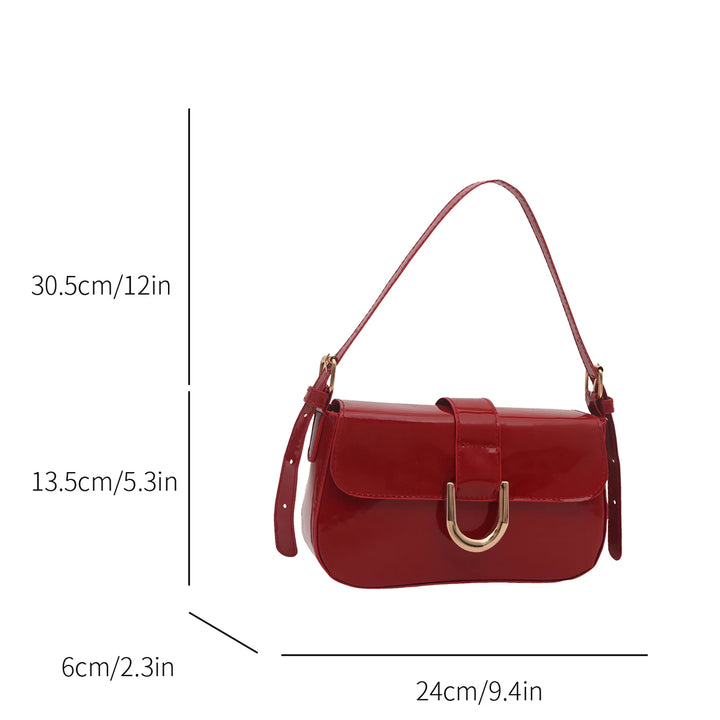 Stylish Shoulder Bag Handbag for Women Lightweight PU Glossy Finish Magnetic Closure Perfect for Daily Commute