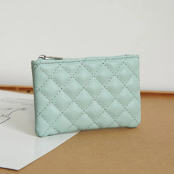 Plaid PU Leather Coin Purse – Mini Zipper Wallet & Card Holder for Women