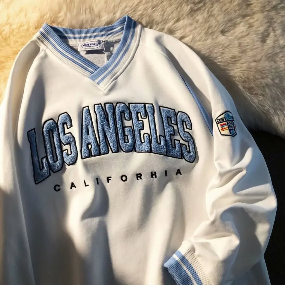 Vintage Letter Embroidered Sweatshirt