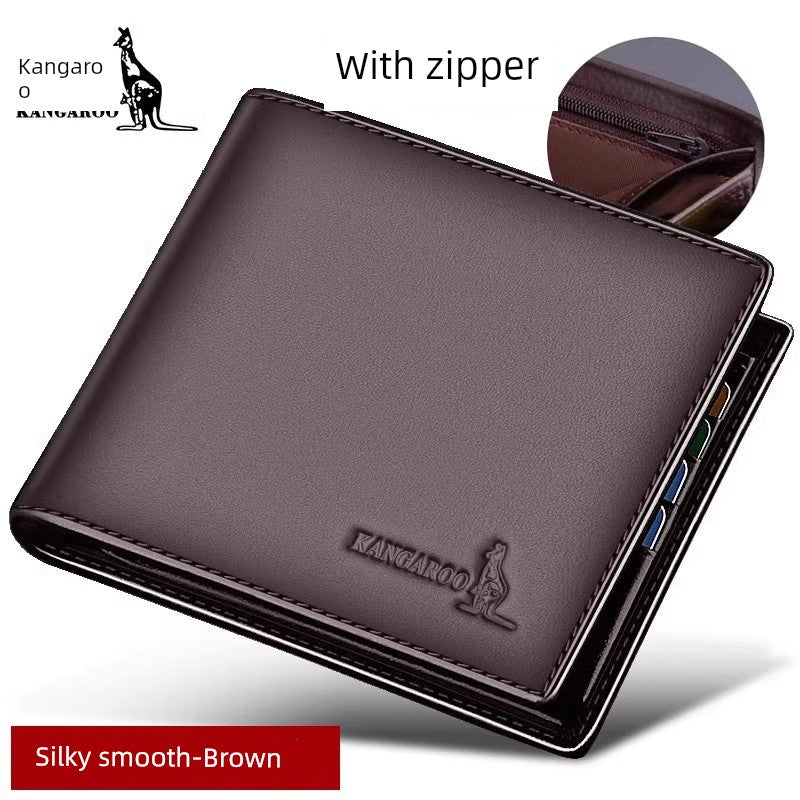 Kangaroo Men First Layer Cowhide One-Piece Father Wallet