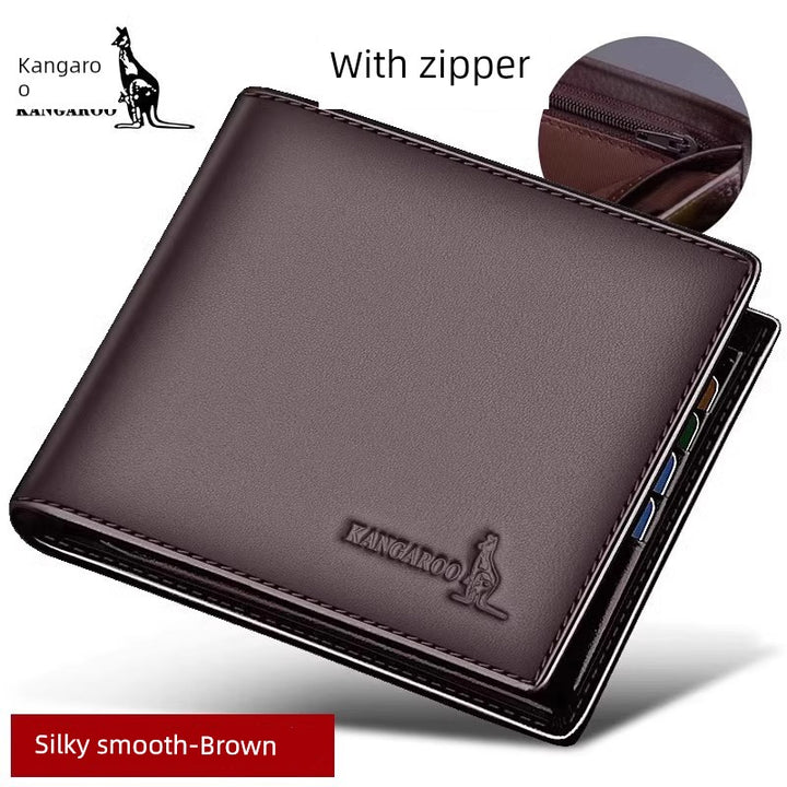 Kangaroo Men First Layer Cowhide One-Piece Father Wallet
