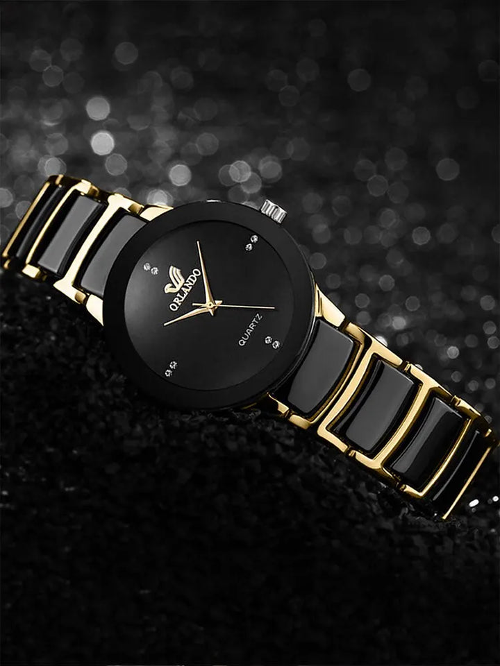 LuxeGlow™ – Women’s Gold Steel Band Quartz Watch
