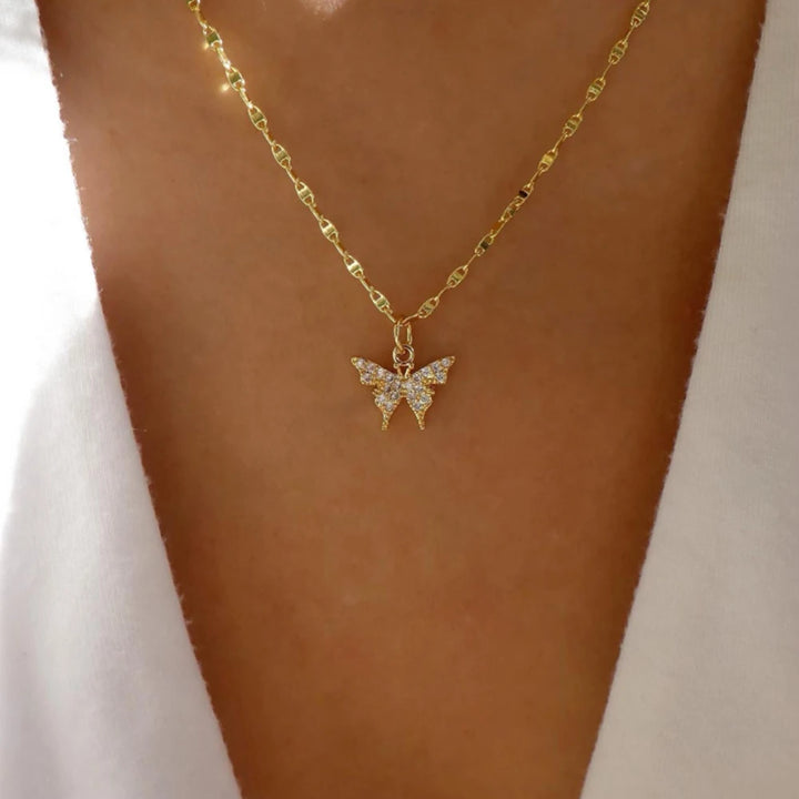Gold Pendant Necklace Set – Trendy Boho Multi-Layer Crystal Jewelry for Women
