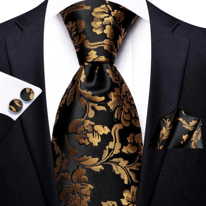 Hi-Tie 8.5cm Business Black Solid Paisley 100% Silk Men's Tie Neck Strip Ties for Men Formal Luxury Wedding Neckties Gravatas