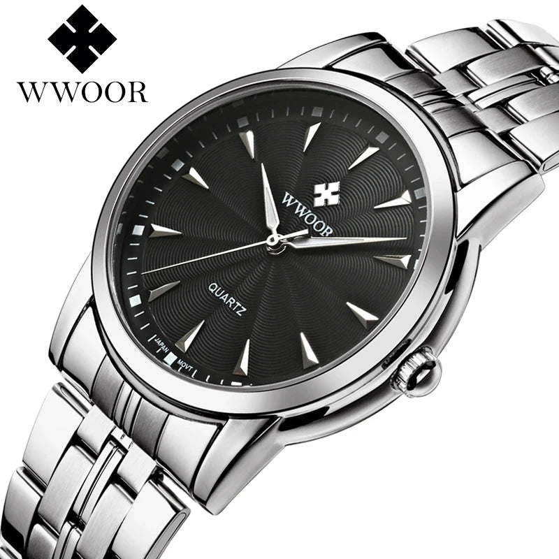 Luxury Men’s Watch – WWOOR Stainless Steel Waterproof Timepiece