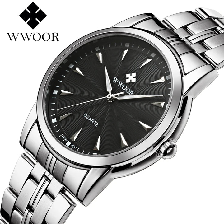 Luxury Men’s Watch – WWOOR Stainless Steel Waterproof Timepiece