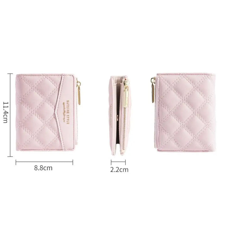 Fashion Embroidery Coin Purse Solid Color PU Short Wallet Zipper Card Bag Women