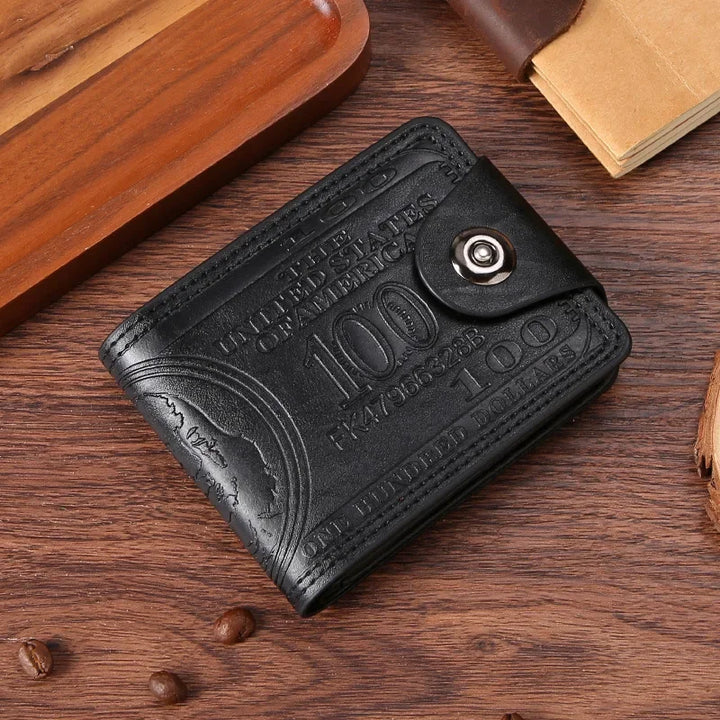 Men's Wallets With 100 US Dollar PatternWallet Male Leather Walet Photo Card HolderFashion Large Capacity Wallet Purse Bag