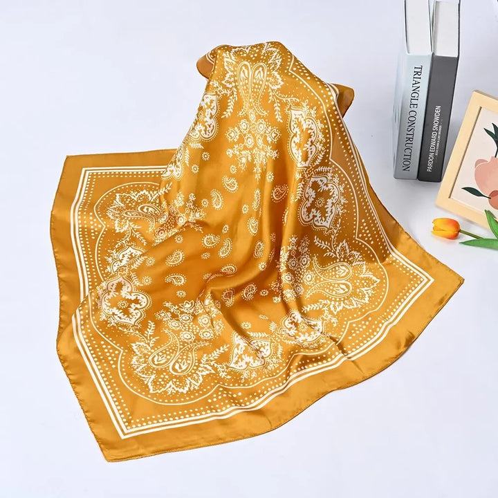 Printed Square Scarf – 70cm Paisley Bandana for Hair & Headwear