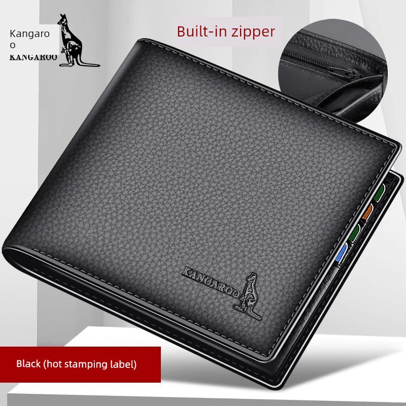Kangaroo Men First Layer Cowhide One-Piece Father Wallet