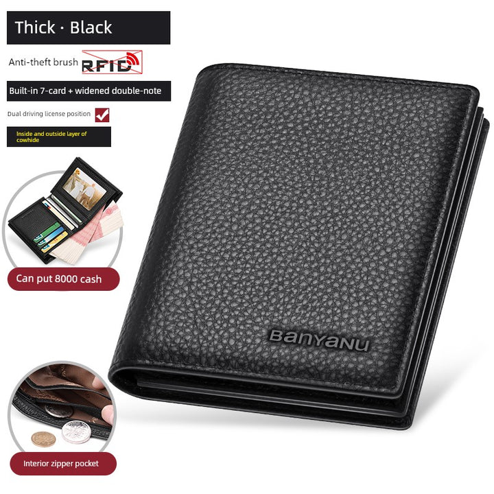 Banyanu Men's Horizontal Leather Driving License One-Piece Wallet