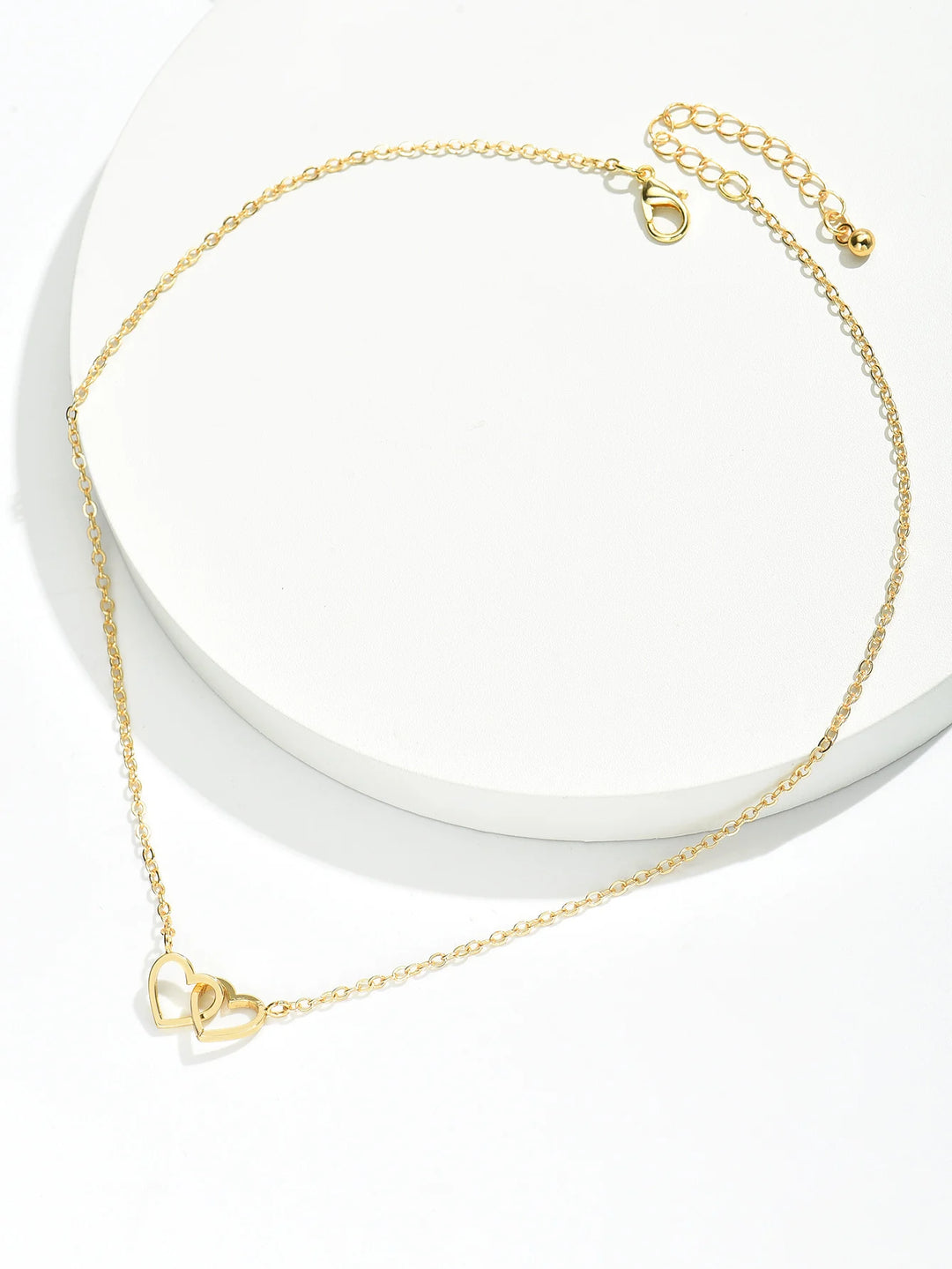 Tiny Heart Necklace – Hollow Double Pendant Chain for Women
