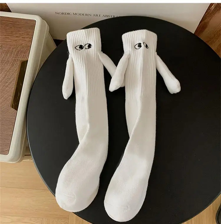 1 Pair Cute Socks Hand In Hand Sock Women Lovely High Quality Solid Color Black White Socks Summer Lace Mesh Short Socks