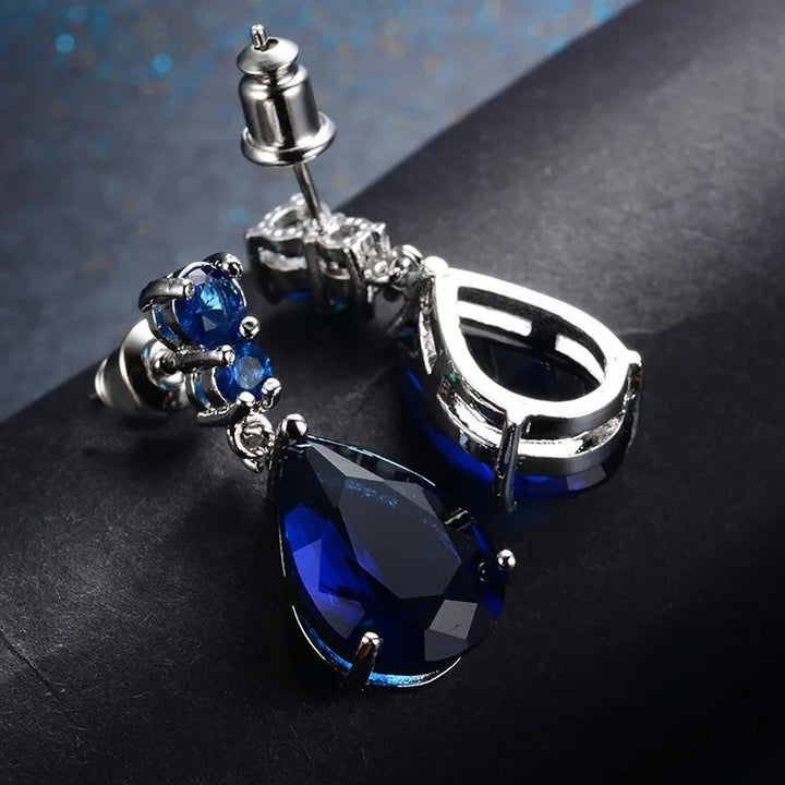 EternaBlue™ – Anti-Allergy Blue Crystal Wedding Earrings