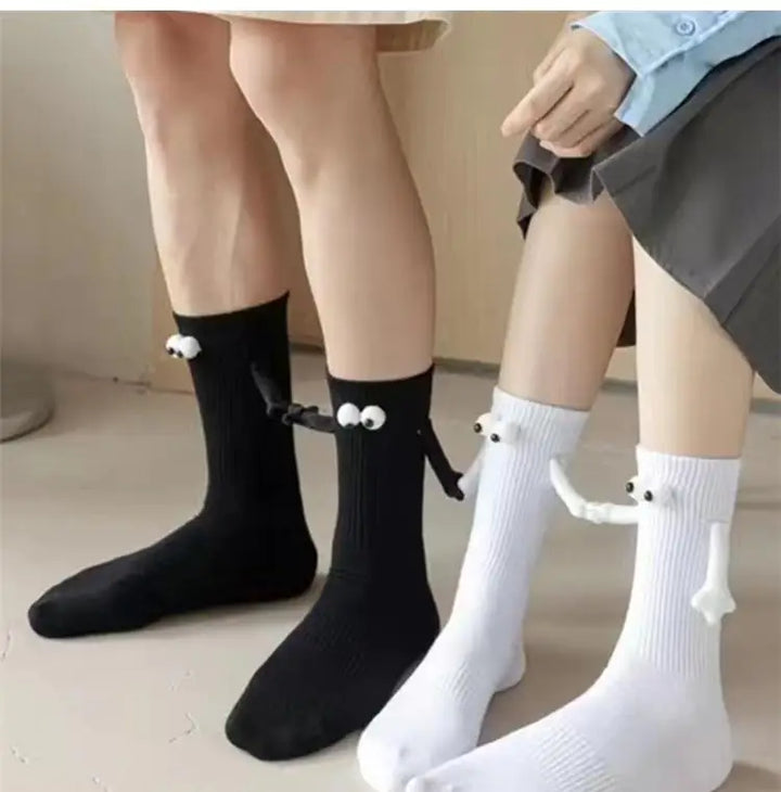 1 Pair Cute Socks Hand In Hand Sock Women Lovely High Quality Solid Color Black White Socks Summer Lace Mesh Short Socks