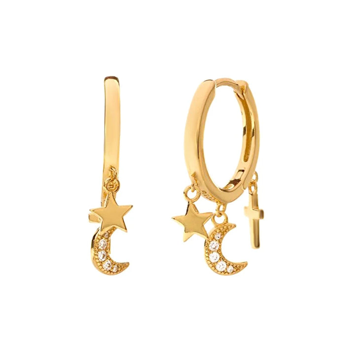 ZirconBloom™ – CANNER 18K Gold Plated Drop Earrings with Star Design