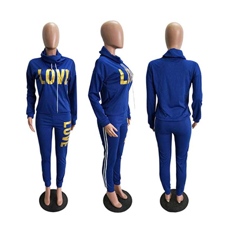 LOVE" Print Hoodie Set