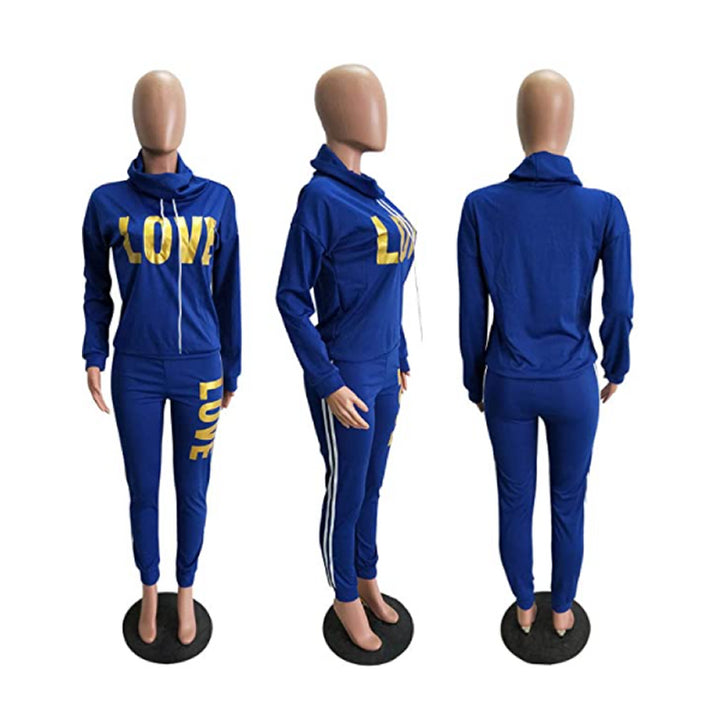 LOVE" Print Hoodie Set