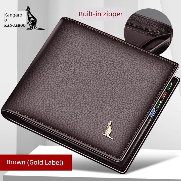Kangaroo Men First Layer Cowhide One-Piece Father Wallet