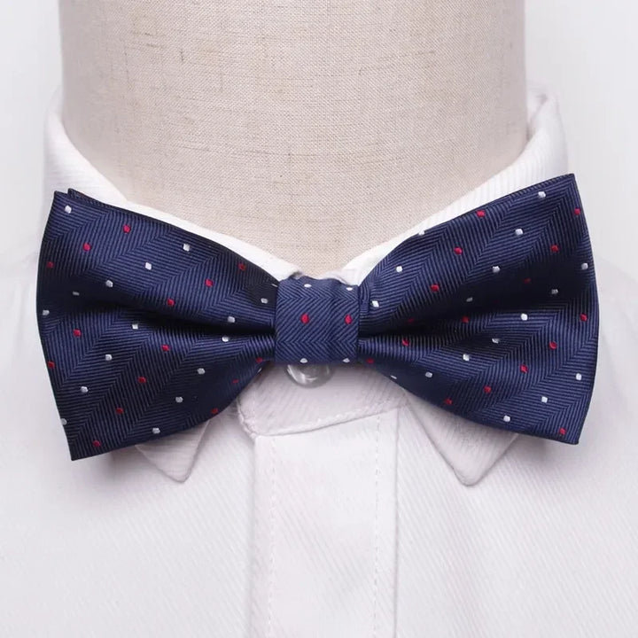 Men’s Classic Black Bow Tie – Formal Polyester Woven Pattern