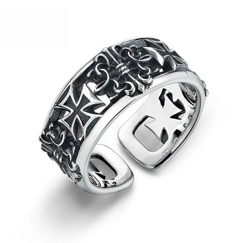 FaithLoop™ – Adjustable Black Cross Ring