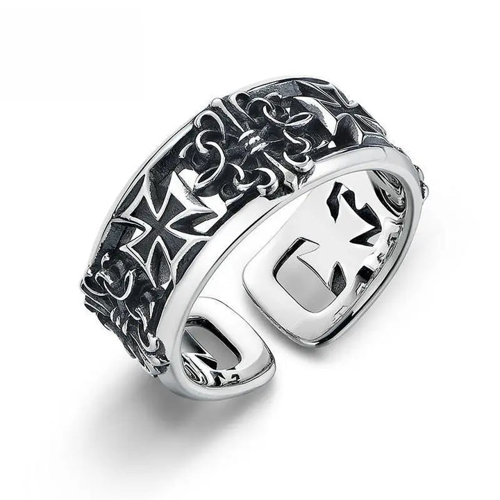 FaithLoop™ – Adjustable Black Cross Ring