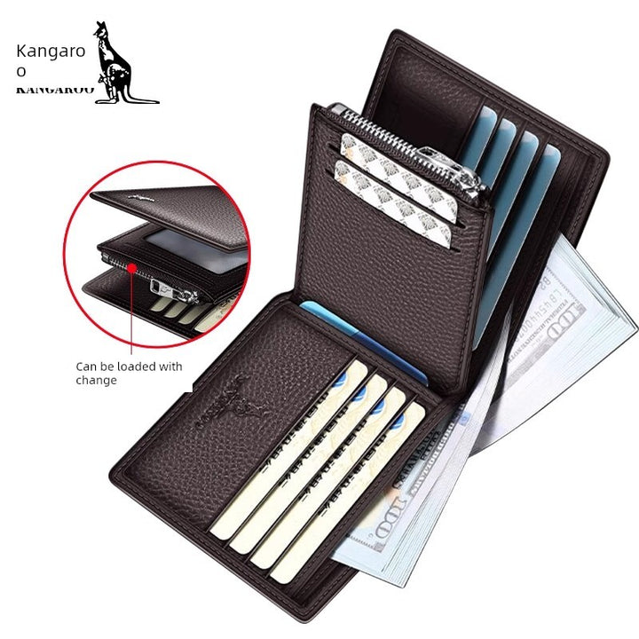Kangaroo Men First Layer Cowhide One-Piece Father Wallet