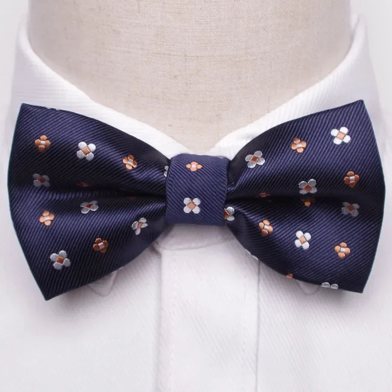 Men’s Classic Black Bow Tie – Formal Polyester Woven Pattern