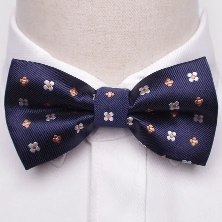 Men’s Classic Black Bow Tie – Formal Polyester Woven Pattern