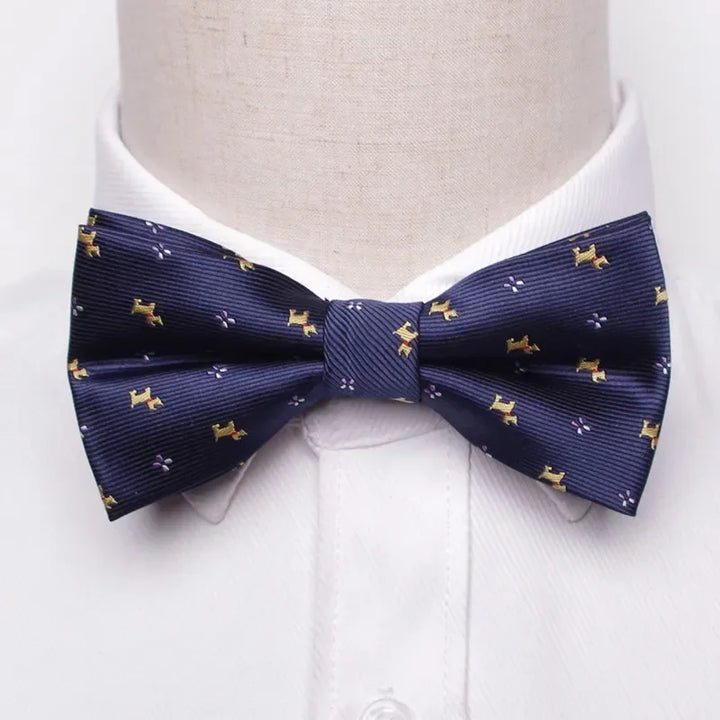 Men’s Classic Black Bow Tie – Formal Polyester Woven Pattern